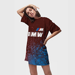Футболка женская длинная БМВ BMW - Краски, цвет: 3D-принт — фото 2