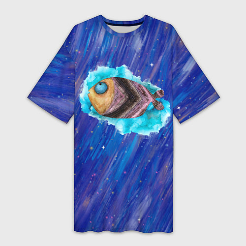 Женская длинная футболка Забавная рыба / 3D-принт – фото 1