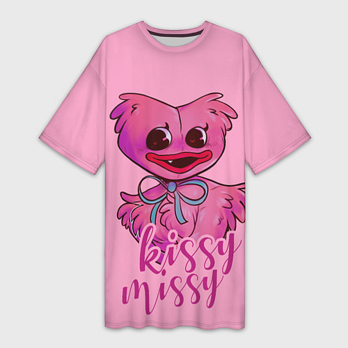 Женская длинная футболка Pink Kissy Missy / 3D-принт – фото 1