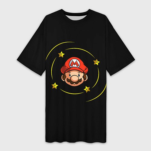 Женская длинная футболка Звездочки вокруг Марио / 3D-принт – фото 1