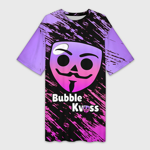 Женская длинная футболка БАБЛ КВАС - BUBBLE KVASS / 3D-принт – фото 1