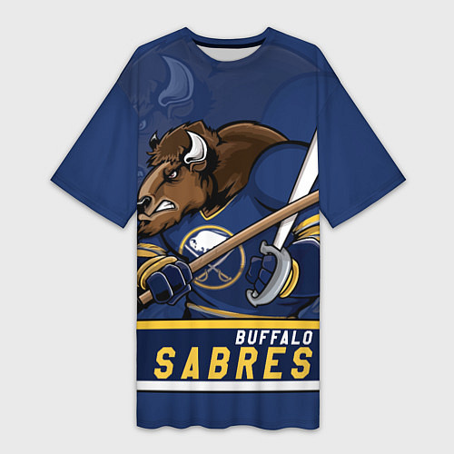 Женская длинная футболка Баффало Сейберз, Buffalo Sabres / 3D-принт – фото 1