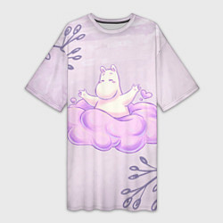 Женская длинная футболка Муми-тролль и счастливое облако