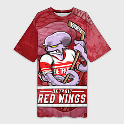 Женская длинная футболка Детройт Ред Уингз, Detroit Red Wings Маскот