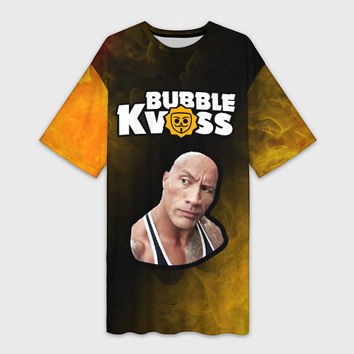 Женская длинная футболка BUBBLE KVASS - СКАЛА Пламя / 3D-принт – фото 1