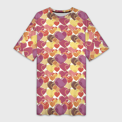 Женская длинная футболка Красивые Сердечки LOVE / 3D-принт – фото 1