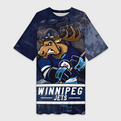 Женская длинная футболка Виннипег Джетс, Winnipeg Jets Маскот