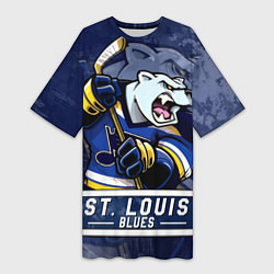 Женская длинная футболка Сент-Луис Блюз, St Louis Blues Маскот