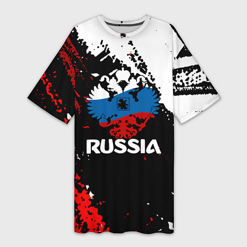 Женская длинная футболка Russia Герб в цвет Флага / 3D-принт – фото 1