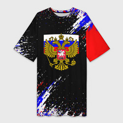 Женская длинная футболка Russia Флаг с Гербом