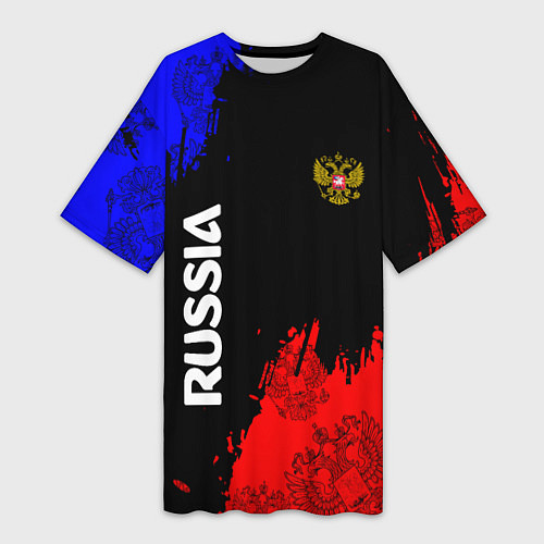 Женская длинная футболка Russia Патриот / 3D-принт – фото 1