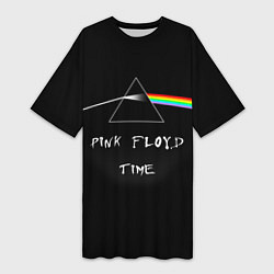 Футболка женская длинная PINK FLOYD TIME ПИНК ФЛОЙД ЛОГОТИП, цвет: 3D-принт