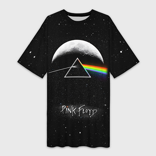 Женская длинная футболка PINK FLOYD LOGO ПИНК ФЛОЙД ЗВЕЗДЫ / 3D-принт – фото 1