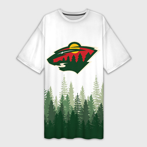 Женская длинная футболка Minnesota Wild, Миннесота Уайлд Лес / 3D-принт – фото 1