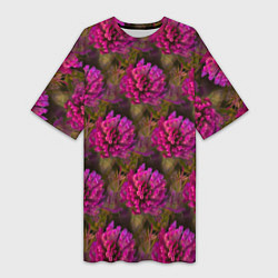 Женская длинная футболка Полевые цветы паттерн