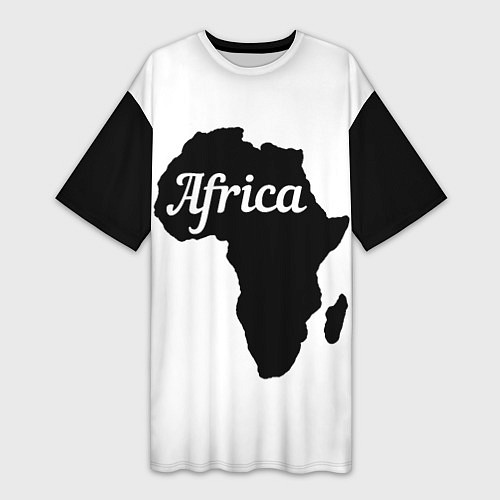 Женская длинная футболка Африка черно-белая двусторонняя / 3D-принт – фото 1