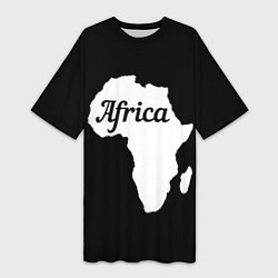 Футболка женская длинная Африка на чёрном, цвет: 3D-принт