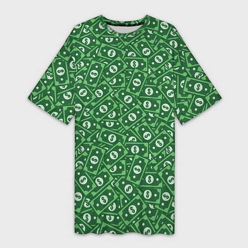 Женская длинная футболка Зелёные Банкноты / 3D-принт – фото 1