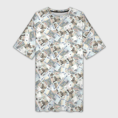 Женская длинная футболка Банкноты 50 рублей / 3D-принт – фото 1