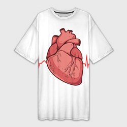 Футболка женская длинная Анатомия сердца, цвет: 3D-принт