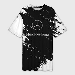Футболка женская длинная Mercedes-Benz Авто, цвет: 3D-принт