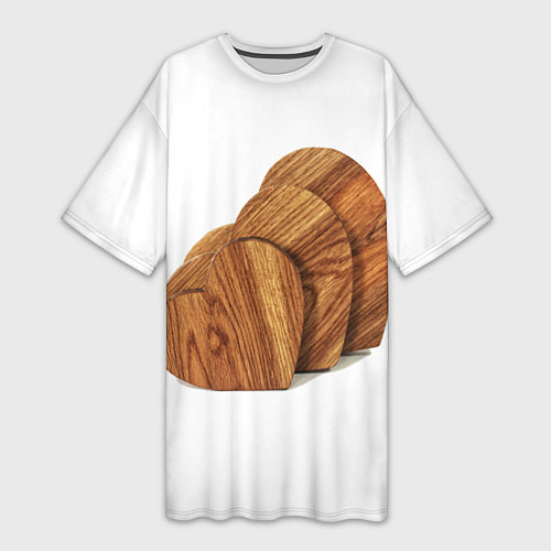 Женская длинная футболка Сердечки из дерева / 3D-принт – фото 1