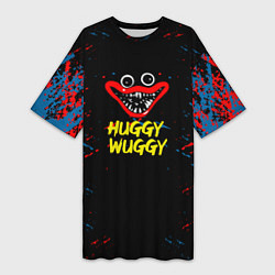 Женская длинная футболка Poppy Playtime Поппи Плейтайм huggy wuggy