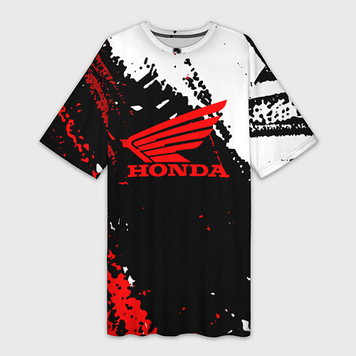 Женская длинная футболка Honda Logo Auto / 3D-принт – фото 1