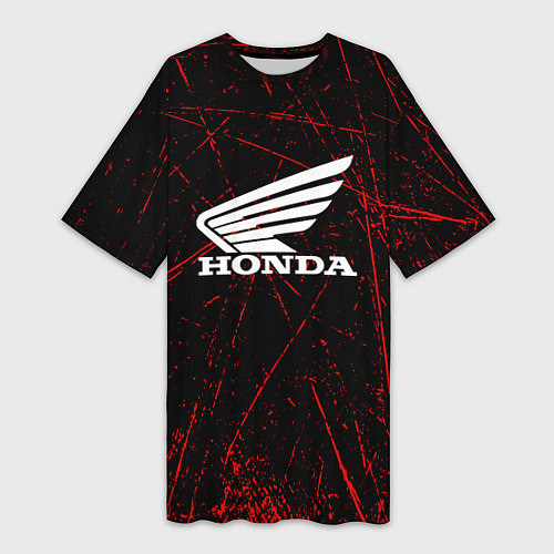 Женская длинная футболка Honda Красные линии / 3D-принт – фото 1