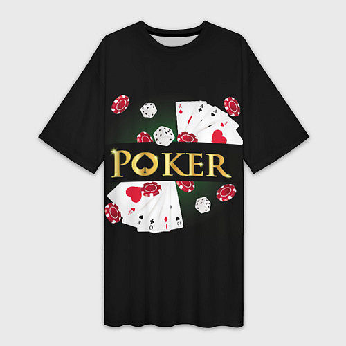 Женская длинная футболка Покер POKER / 3D-принт – фото 1