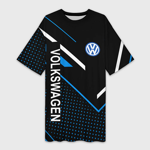 Женская длинная футболка Фольцваген, Volkswagen геометрия / 3D-принт – фото 1