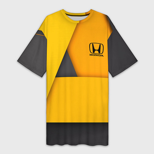 Женская длинная футболка Honda - Yellow / 3D-принт – фото 1