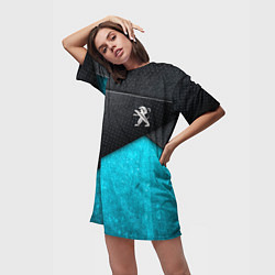 Футболка женская длинная Peugeot: Металл в цвет, цвет: 3D-принт — фото 2