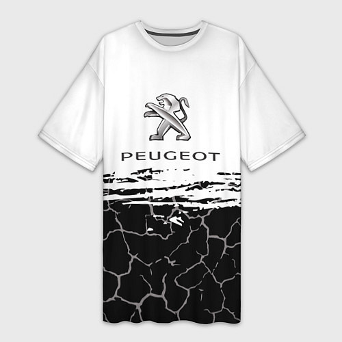 Женская длинная футболка Peugeot: Трещины / 3D-принт – фото 1