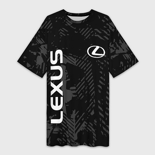 Женская длинная футболка Lexus, Лексус черно серый / 3D-принт – фото 1