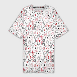 Женская длинная футболка Valentines Pattern