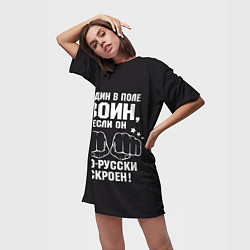 Футболка женская длинная Один в поле Воин Русский, цвет: 3D-принт — фото 2