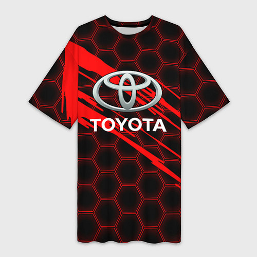 Женская длинная футболка Toyota: Красные соты / 3D-принт – фото 1