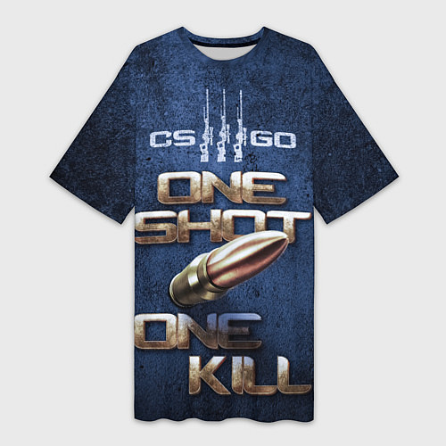 Женская длинная футболка One Shot One Kill CS GO / 3D-принт – фото 1