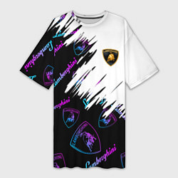 Футболка женская длинная Lamborghini pattern gradient, цвет: 3D-принт