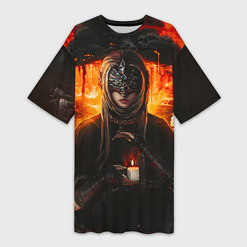 Женская длинная футболка FIRE KEEPER Dark SOULS III Дарк соулс / 3D-принт – фото 1