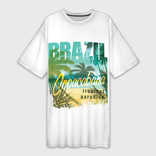 Женская длинная футболка Тропический Рай Бразилии / 3D-принт – фото 1