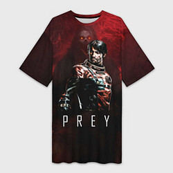 Футболка женская длинная Prey Dark red, цвет: 3D-принт