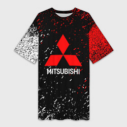 Футболка женская длинная Mitsubishi Logo auto, цвет: 3D-принт