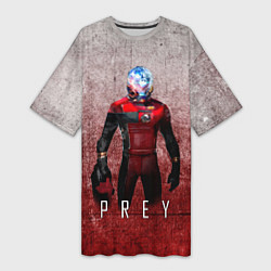 Футболка женская длинная Prey Grey and blood, цвет: 3D-принт