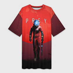 Женская длинная футболка Prey красная планета