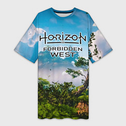 Женская длинная футболка Horizon Forbidden West Хоризон Запретный Запад