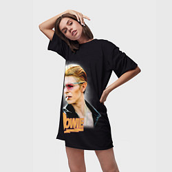 Футболка женская длинная David Bowie Smoking, цвет: 3D-принт — фото 2