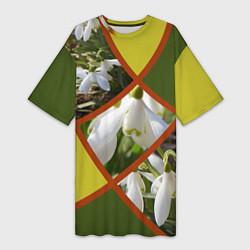 Женская длинная футболка Весна 8 Марта Подснежники