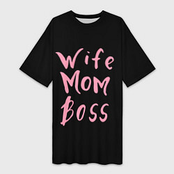 Женская длинная футболка Wife Mom Boss